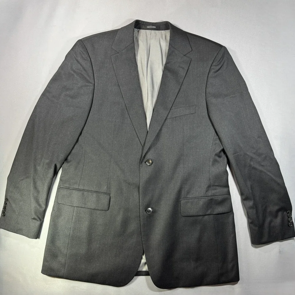 Hugo Boss Pasolini Movie Mens 42L Blazer Sport Coat Gray 100% Virgin Wool Suit